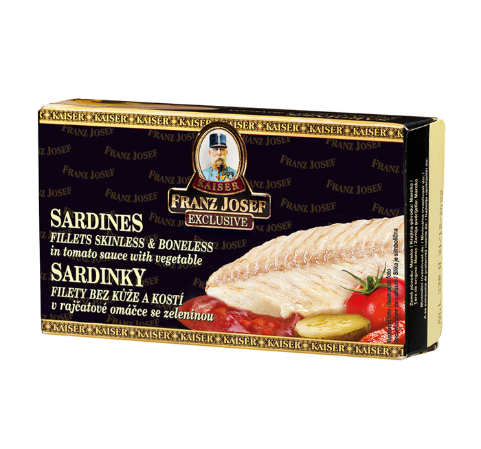 Sardines fillets skinless & boneless in tomato sauce with veg 90g